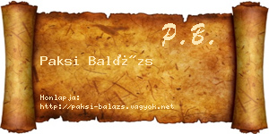 Paksi Balázs névjegykártya