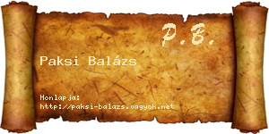 Paksi Balázs névjegykártya